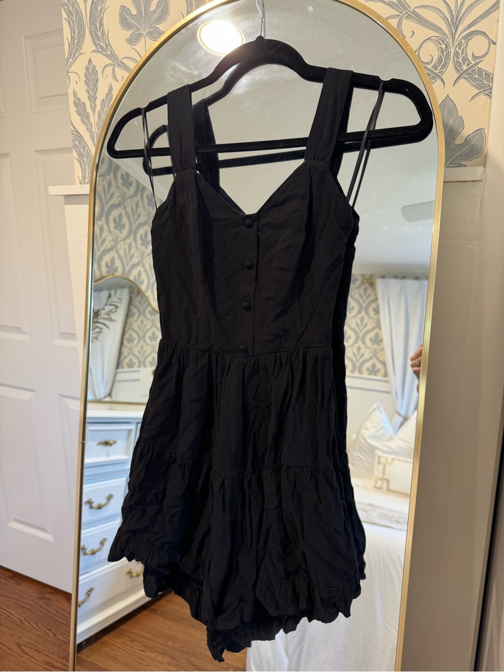 Francesca's Collections Black Tiered Sundress Romper